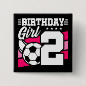 2歳サッカーパーティー2歳の誕生日ガール 缶バッジ (正面)