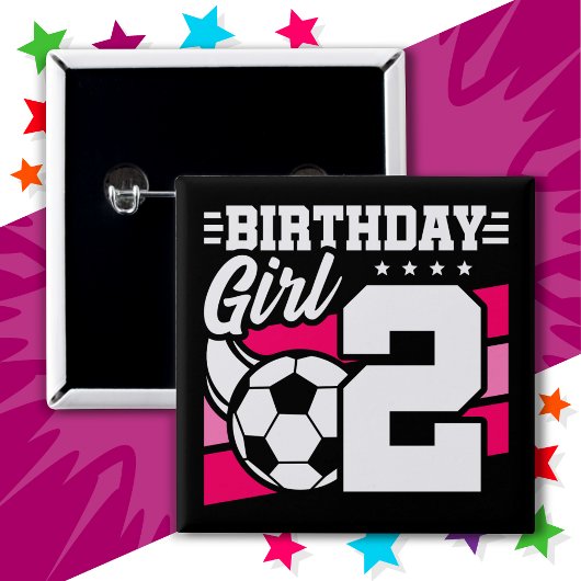 2歳サッカーパーティー2歳の誕生日ガール 缶バッジ
