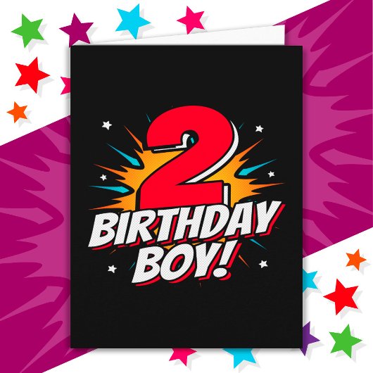 2歳スーパーヒーロー誕生日少年2歳の誕生日 カード