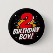2歳スーパーヒーロー誕生日少年2歳の誕生日 缶バッジ (正面)