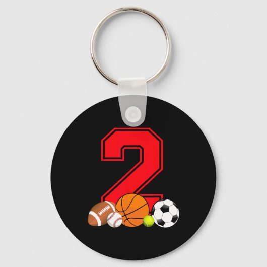 2歳バスケットボールサッカーボールのバー キーホルダー (正面)