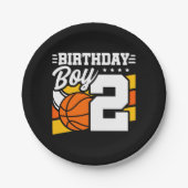 2歳バスケットボールパーティーテーマ2ndバースデーボーイ ペーパープレート (正面)