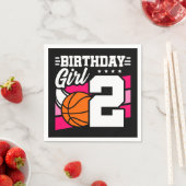 2歳バスケットボールパーティー2ndバースデーガール スタンダードカクテルナプキン (インサイチュ)