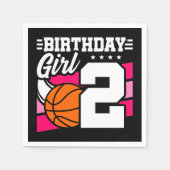 2歳バスケットボールパーティー2ndバースデーガール スタンダードカクテルナプキン (正面)
