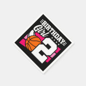 2歳バスケットボールパーティー2ndバースデーガール スタンダードカクテルナプキン (角)