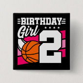 2歳バスケットボールパーティー2ndバースデーガール 缶バッジ (正面)