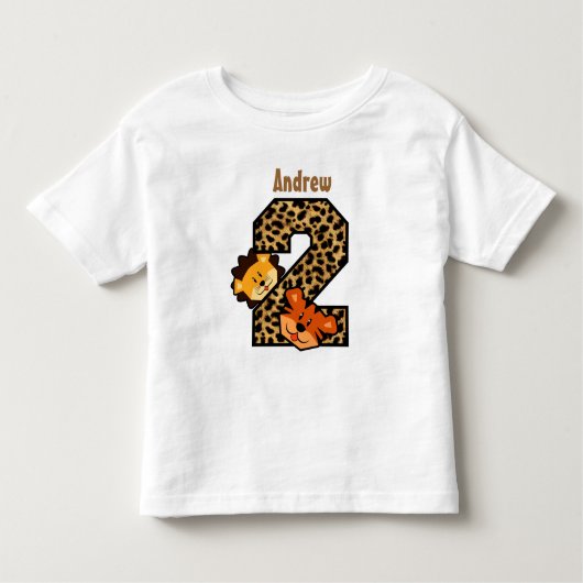 2歳ヒョウ虎獅子2歳 トドラーTシャツ (正面)