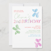 2歳ポップ・アートのを超えるバースデーバルーンドッグ招待状 招待状 (正面)