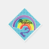 2歳レインボーバースデーパーティー スタンダードカクテルナプキン (角)