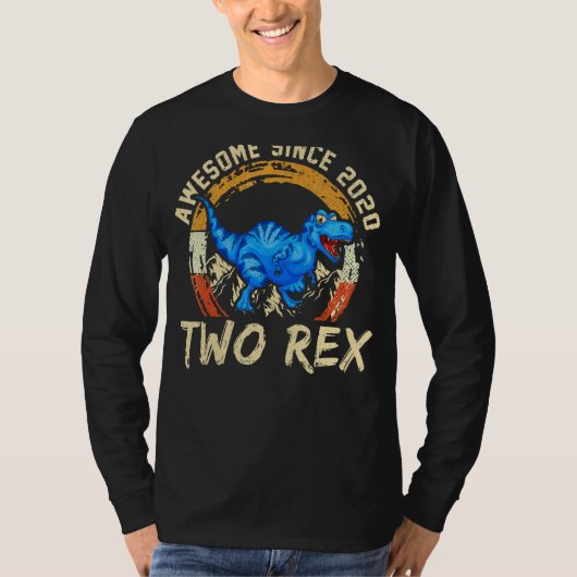 2歳レックス2歳の誕生日2番目の恐竜 Tシャツ (正面)
