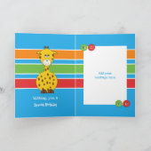 2歳任意の年齢キリン子供の誕生日ブルー カード (内部)