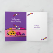 2歳任意の年齢レディバード紫色のピンク カード (内部)