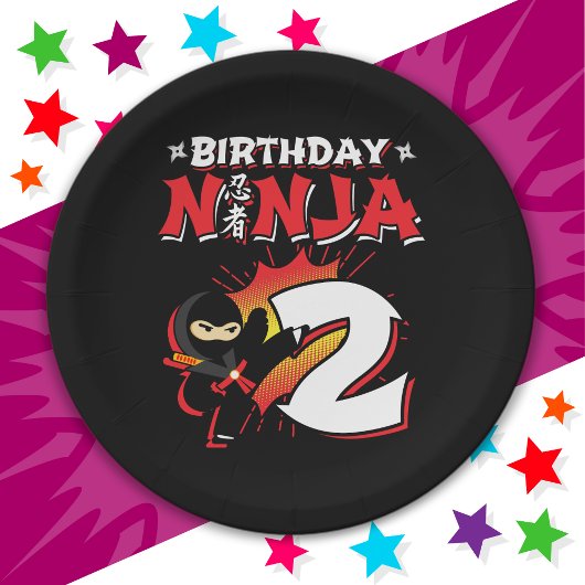 2歳漫画本スタイル忍者2歳の誕生日 ペーパープレート