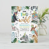 2歳男子のワイルドサファリ動物誕生日パーティー 招待状 (スタンド正面)