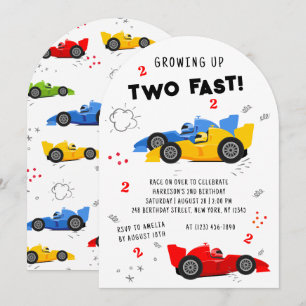 2歳誕生日おめでとう!スピード感あふれるレースカー 招待状