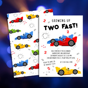 2歳誕生日おめでとう!スピード感あふれるレースカー 招待状