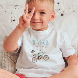 2歳誕生日お兄さん用 速いライトブルーのダートバイクTシャツ トドラーTシャツ