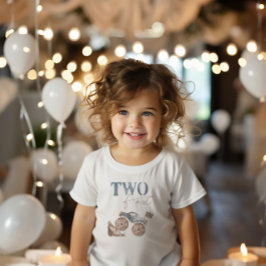 2歳誕生日ダスティーブルーモンスター トラックTシャツ トドラーTシャツ