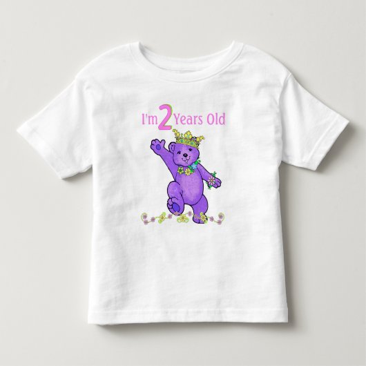 2歳誕生日プリンセスベア トドラーTシャツ (正面)