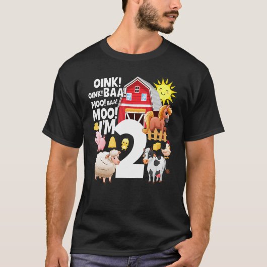 2歳農家2ファームテーマ2歳アニメーション Tシャツ (正面)