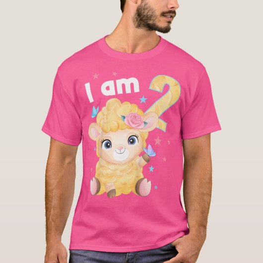 2歳2誕生日少年ガールヒツジ Tシャツ (正面)