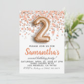 2歳 ローズゴールド 誕生日 招待状 (スタンド正面)