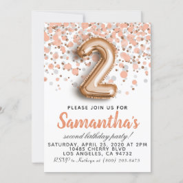 2歳 ローズゴールド 誕生日 招待状
