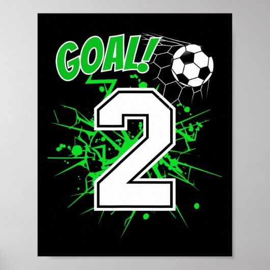 2歳 男の子 サッカー バースデー お祝い 2nd サッカー少年 ポスター (正面)