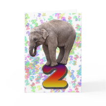 2歳、象の誕生日カードおめでとう