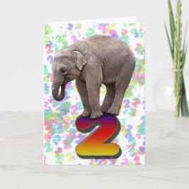 2歳、象の誕生日カードおめでとう カード