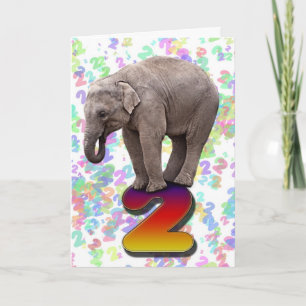 2歳、象の誕生日カードおめでとう カード