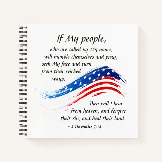 2歴代誌7:14私もしの民は米国国旗 ノートブック (正面)