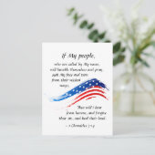 2歴代誌7:14私もしの民は米国国旗 ポストカード (スタンド正面)