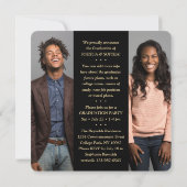 2段階卒業2段階及び4フォトブラック&金ゴールド 案内状 (裏面)