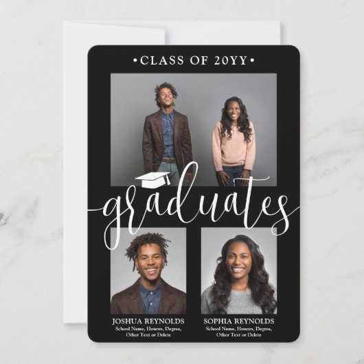 2段階式2段階式白黒共同写真 招待状 (正面)