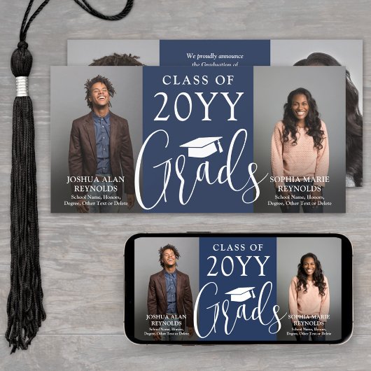 2段階海軍と白の共同写真 案内状