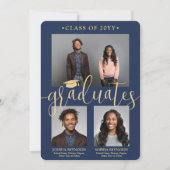 2段階海軍と金ゴールドの共同写真 招待状 (正面)