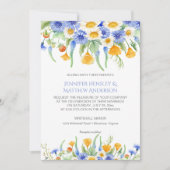 #2水彩ブルーイエローワイルドフラワーズ招待状 招待状 (正面)