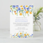 #2水彩ブルーイエローワイルドフラワーズ招待状 招待状 (スタンド正面)