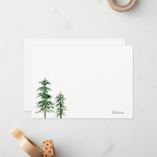 2水彩松 ノートカード (正面/裏面インサイチュ)