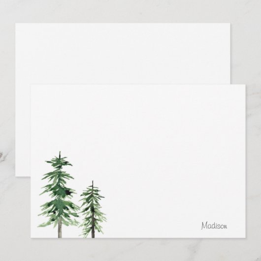 2水彩松 ノートカード (正面/裏面)