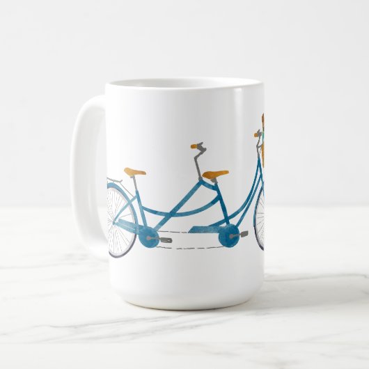 2水色タンデムバイク&ネーム用自転車 コーヒーマグカップ (正面左)