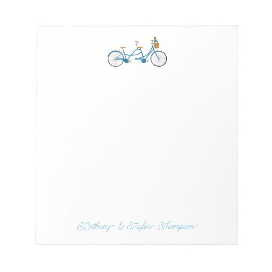 2水色タンデムバイク&ネーム用自転車 ノートパッド (正面)