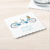 2水色タンデムバイク&ネーム用自転車 ペーパーコースター (アングル)