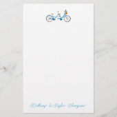 2水色タンデムバイク&ネーム用自転車 便箋 (正面)