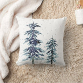 2水色冬の松の木2ギフトラベル クッション (ブランケット)