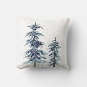 2水色冬の松の木2ギフトラベル クッション (正面)