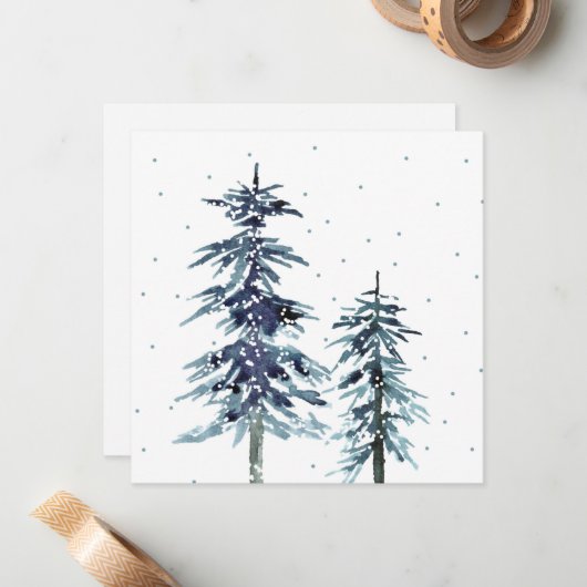 2水色冬松2 ノートカード (正面/裏面インサイチュ)