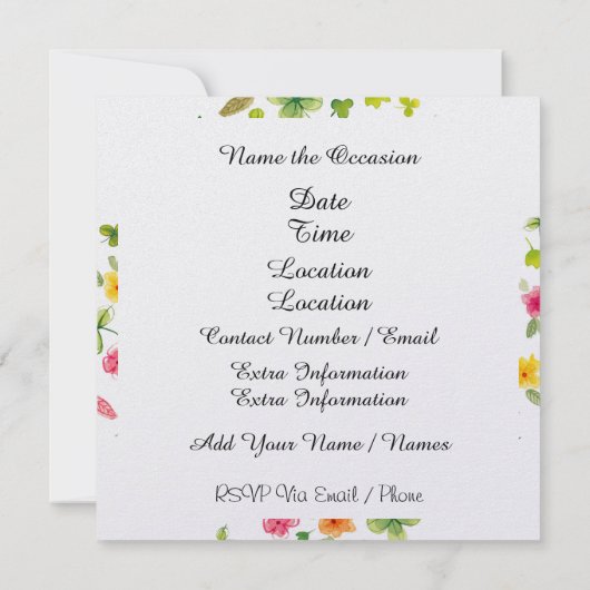 #2洗練されたポップ・アートのアートレディフローラ招待状 招待状 (裏面)