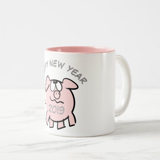 2漫画おもしろい豚の年の〔占星術の〕十二宮図誕生日マグ ツートーンマグカップ (正面右)